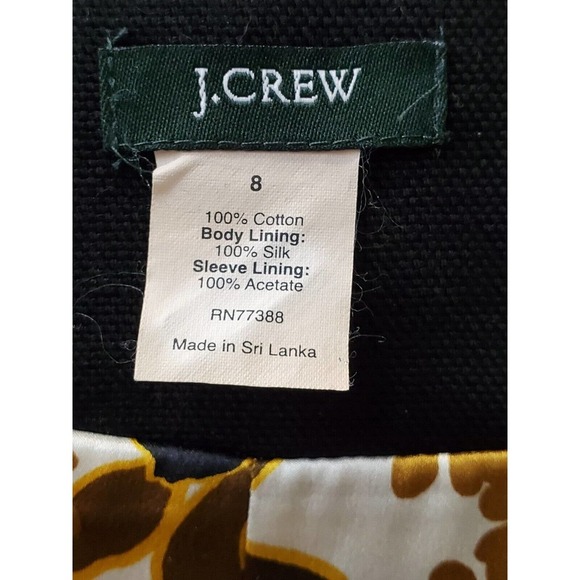 J.Crew Women Black 100% Cotton 3/4 Sleeve Buttons Front Casual Jacket Blazer 8 - Picture 10 of 11